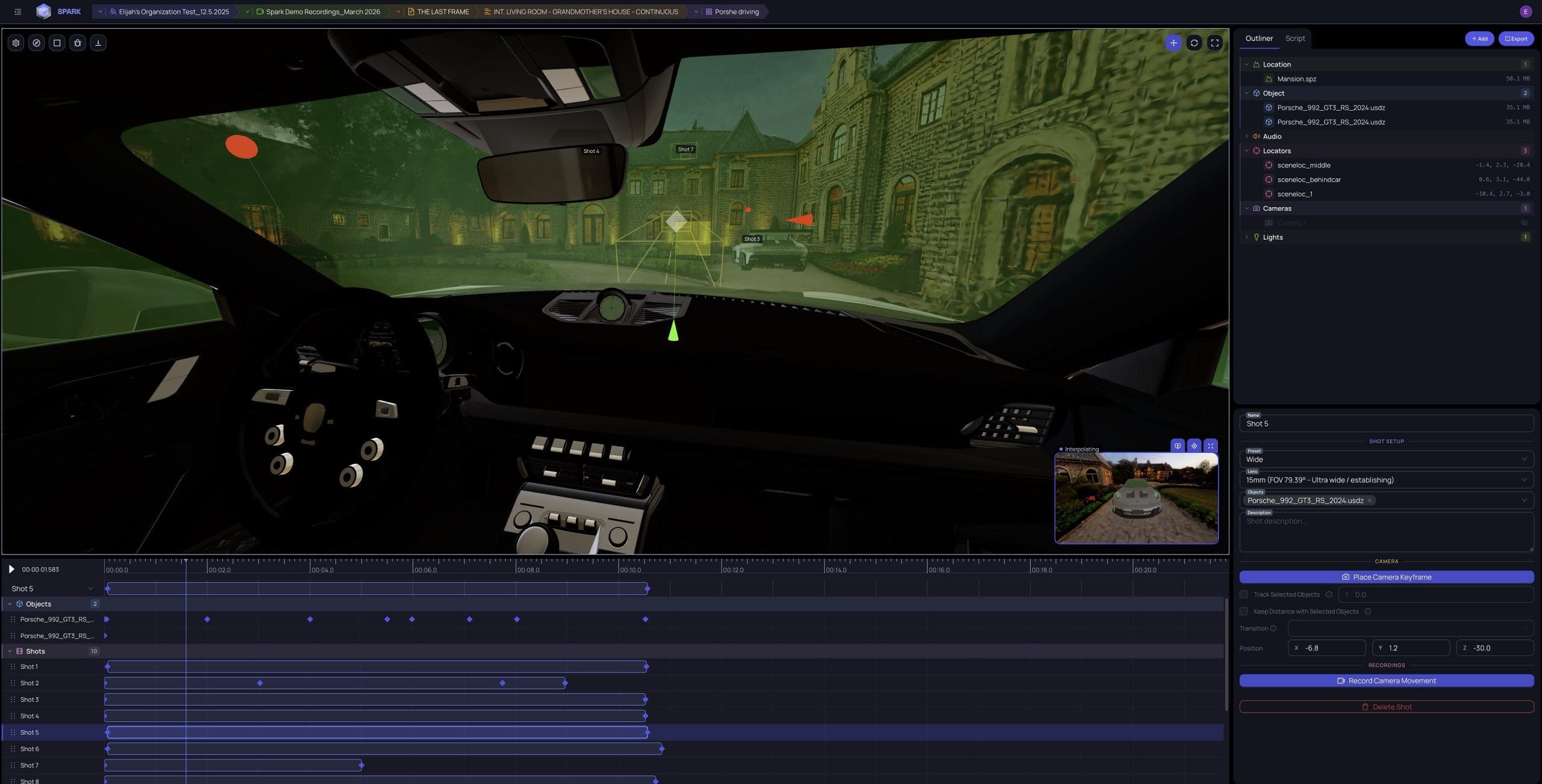 an interior view of a sleek car at night with the dashboard illuminated by soft lights shadows dance over the controls while the outside landscape reveals a cobblestone street and historic stone buildings partially shrouded in an eerie greenish glow digital production An interior view of a sleek car at night, with the dashboard illuminated by soft lights. Shadows dance over the controls, while the outside landscape reveals a cobblestone street and historic stone buildings, partially shrouded in an eerie greenish glow.