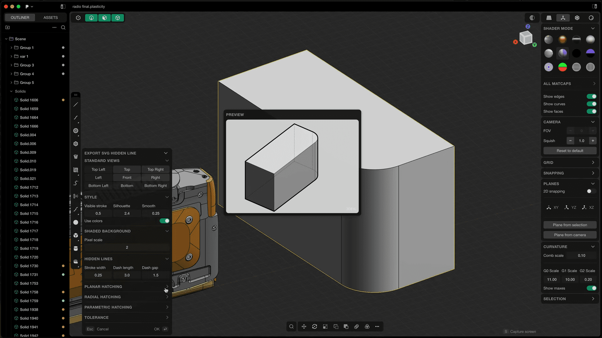 a digital design interface showcases a 3d modeling workspace a stylized object with smooth curved edges is illustrated in front while a preview window displays a simpler block shape side panels exhibit various tools and options for editing enhancing the creative experience digital production A digital design interface showcases a 3D modeling workspace. A stylized object with smooth, curved edges is illustrated in front, while a preview window displays a simpler block shape. Side panels exhibit various tools and options for editing, enhancing the creative experience.