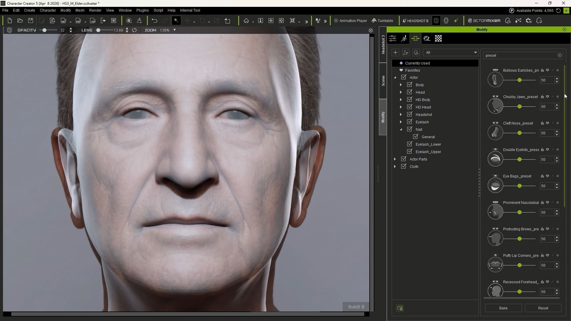 a closeup of a realistic human face rendered in 3d showcasing intricate details such as skin texture subtle wrinkles and lifelike facial features the background displays software tools and sliders for digital character creation emphasizing the design process digital production A close-up of a realistic human face rendered in 3D, showcasing intricate details such as skin texture, subtle wrinkles, and lifelike facial features. The background displays software tools and sliders for digital character creation, emphasizing the design process.