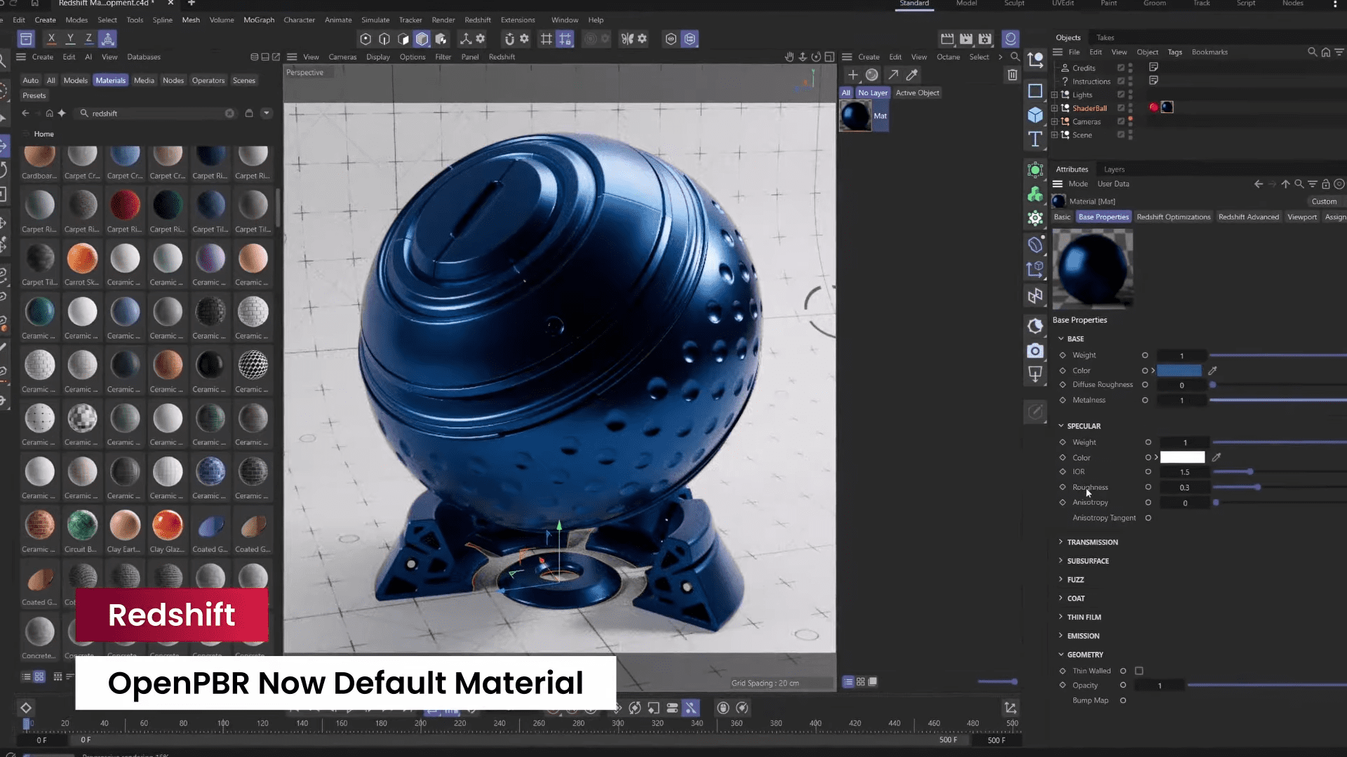 a reflective glossy blue pbr material sphere rests atop a sleek black stand set against a gradient gray background surrounding the sphere are various material options displayed on the left showcasing a range of textures and colors with a user interface on the right for adjusting settings digital production A reflective, glossy blue PBR material sphere rests atop a sleek black stand, set against a gradient gray background. Surrounding the sphere are various material options displayed on the left, showcasing a range of textures and colors, with a user interface on the right for adjusting settings.