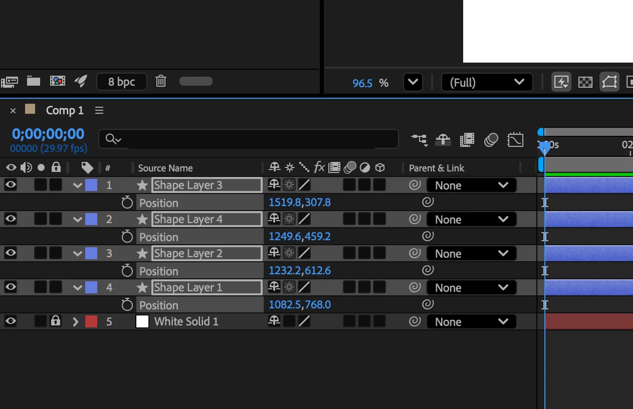 a detailed view of a video editing software interface is shown the panel displays multiple layers including four shape layers along with their respective position coordinates the interface is darkthemed with vibrant colored progress bars beside each layer indicating editing progress digital production https://helpx-prod.scene7.com/is/image/HelpxProd/proportional-scrubbing-while-animating-04-ae?$pjpeg$&jpegSize=200&wid=1300