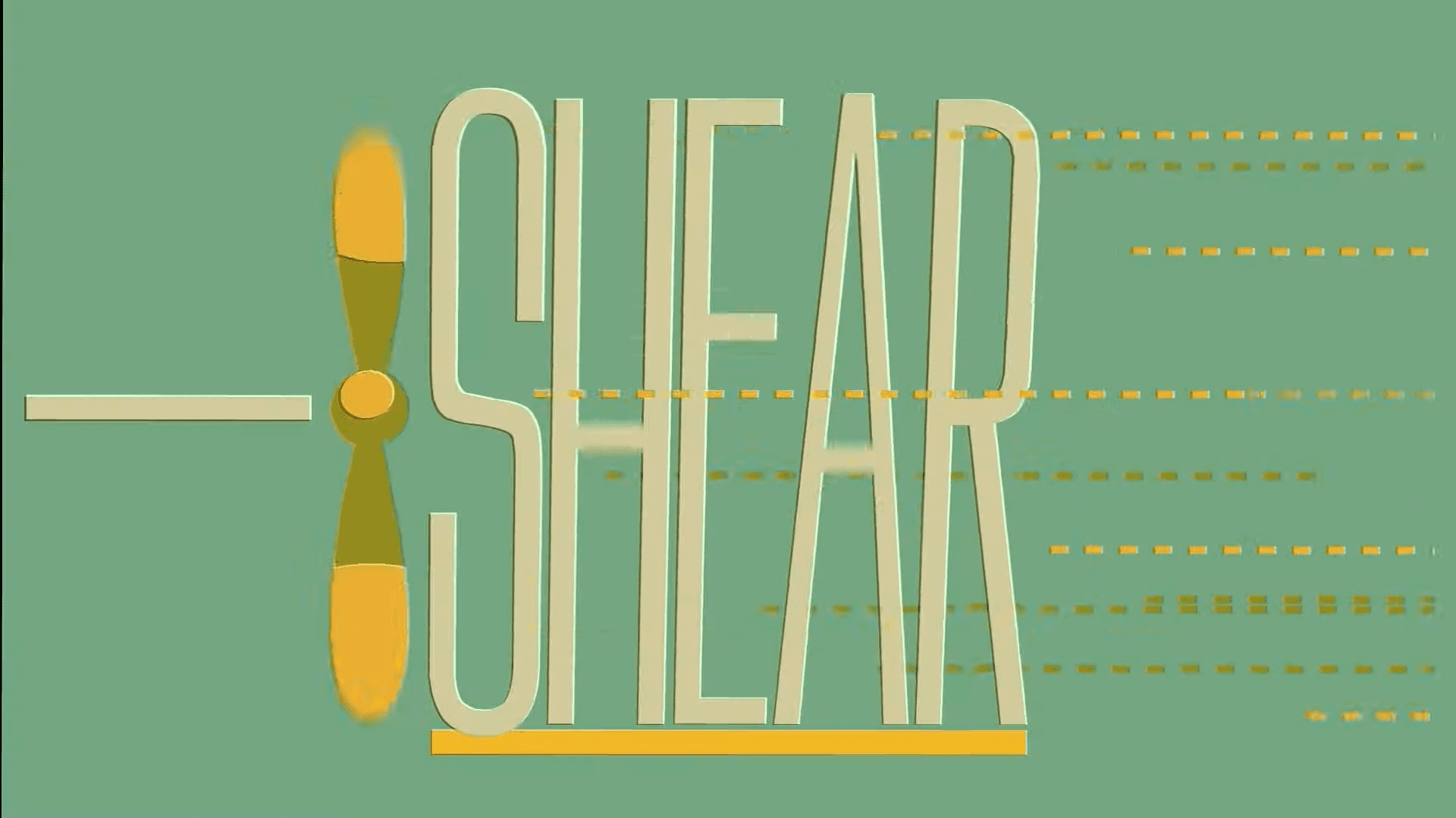 the image features the word shear in large bold typography against a soft green background a stylized yellow propeller spins to the left suggesting motion while lines indicating airflow or speed dart to the right enhancing the dynamic feel of the design digital production The image features the word 'SHEAR' in large, bold typography against a soft green background. A stylized yellow propeller spins to the left, suggesting motion, while lines indicating airflow or speed dart to the right, enhancing the dynamic feel of the design.