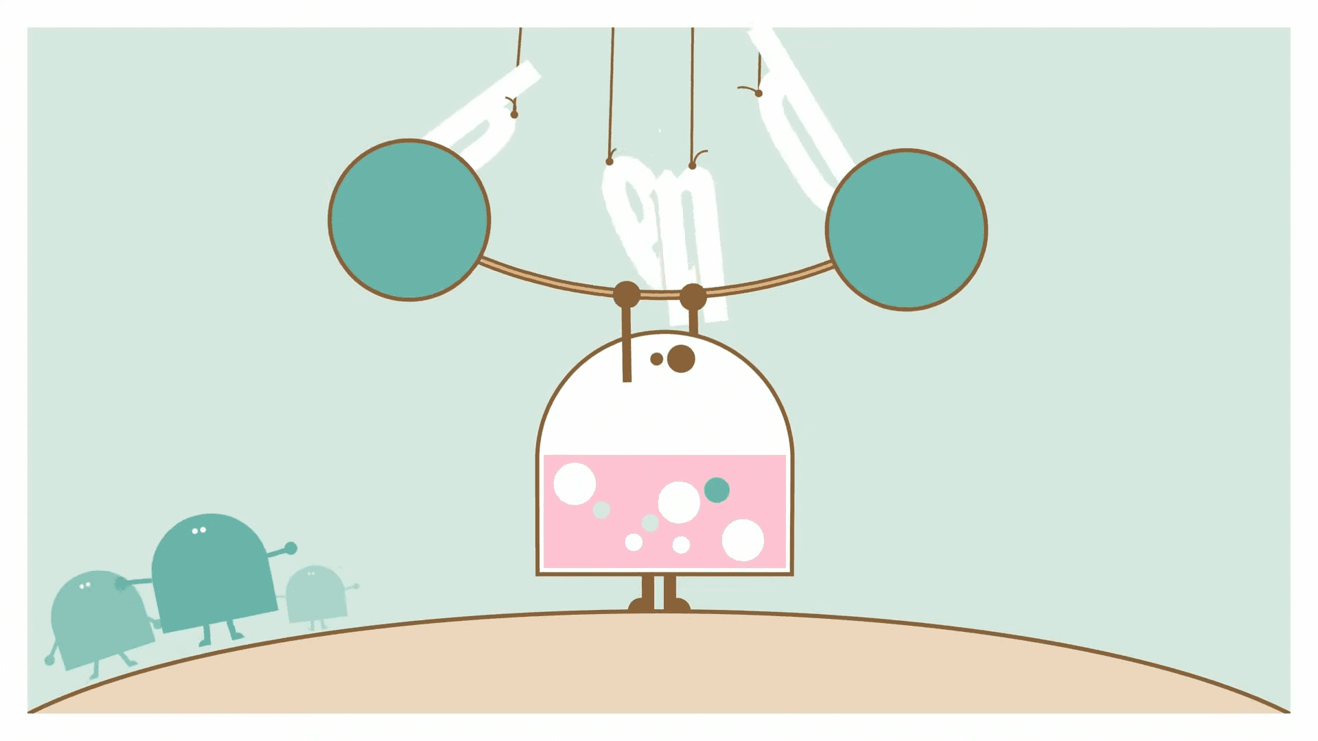 a playful and whimsical scene features a rounded character resembling a cup filled with pink liquid and bubbles lifting large teal weights with ease in the background several smaller colorful bloblike figures watch adding a lighthearted atmosphere to the image digital production A playful and whimsical scene features a rounded character, resembling a cup filled with pink liquid and bubbles, lifting large teal weights with ease. In the background, several smaller, colorful blob-like figures watch, adding a lighthearted atmosphere to the image.