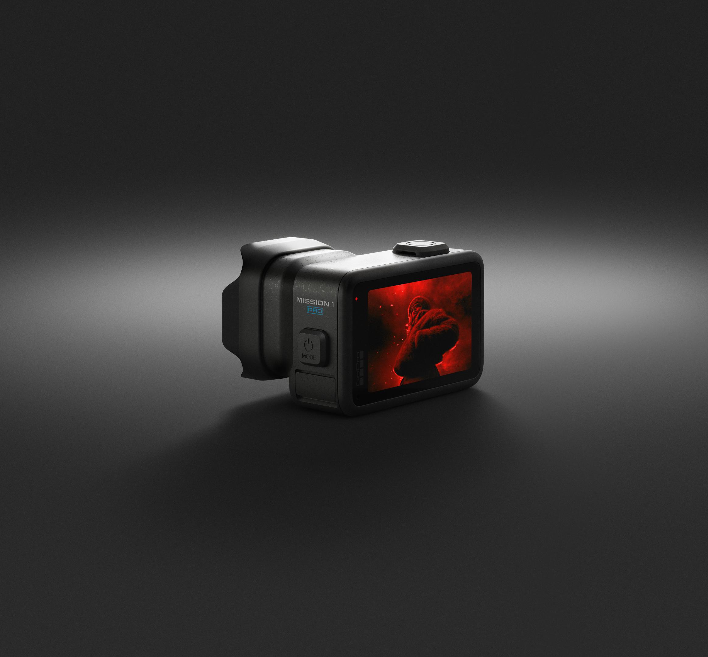 a sleek modern camera sits on a dark surface illuminated softly from below the body is matte black with a digital display showing a vibrant red image of a hand the overall composition highlights the cameras professional design and technological sophistication digital production A sleek, modern camera sits on a dark surface, illuminated softly from below. The body is matte black, with a digital display showing a vibrant red image of a hand. The overall composition highlights the camera's professional design and technological sophistication.