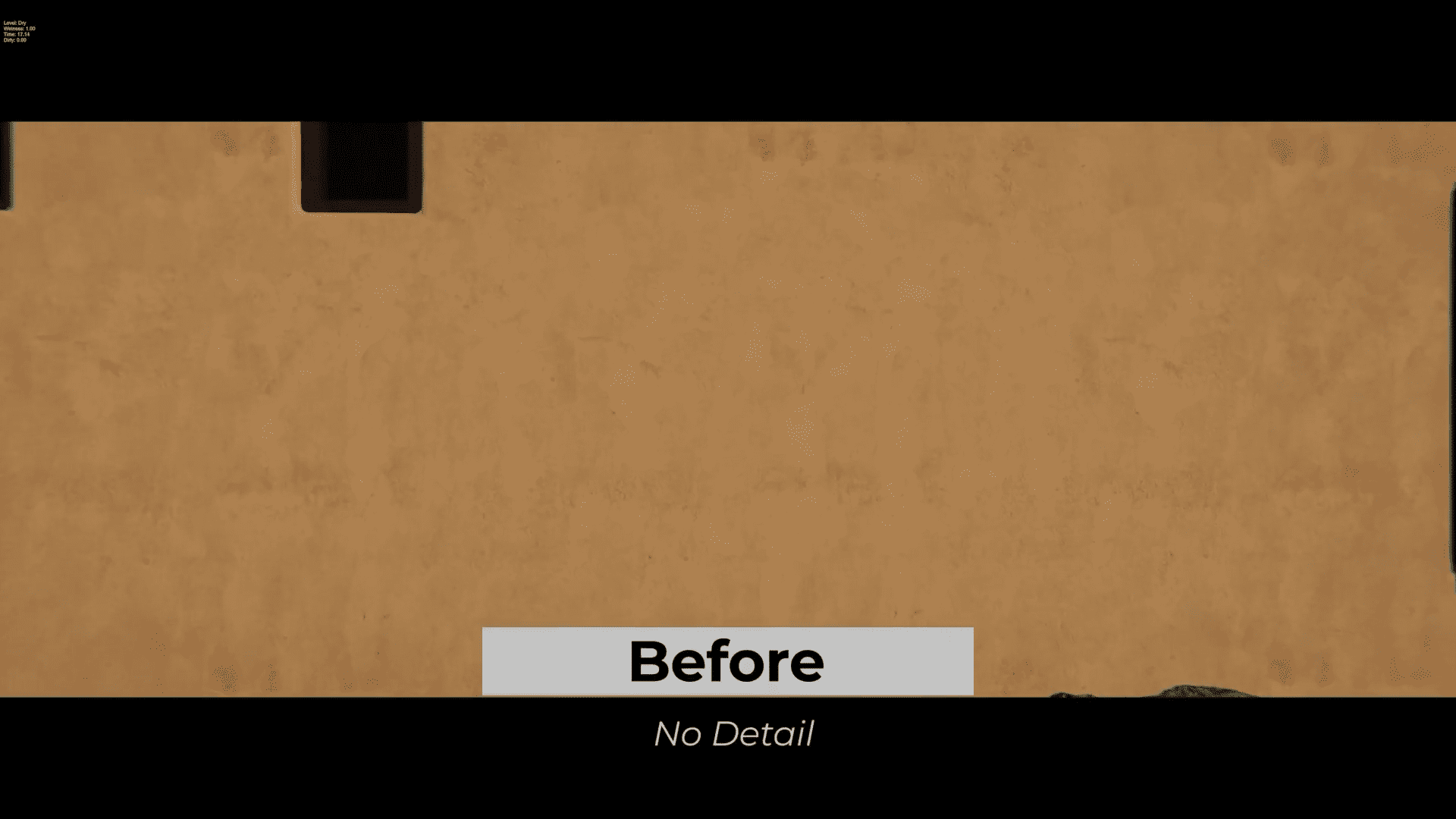 a plain tan wall with a smooth matte texture serves as the background above two small rectangular windows create simple openings casting soft shadows in the foreground a bold white banner displays the word before in large black font with no detail beneath it in smaller text emphasizing the simplicity of the scene digital production A plain, tan wall with a smooth, matte texture serves as the background. Above, two small rectangular windows create simple openings, casting soft shadows. In the foreground, a bold, white banner displays the word "Before" in large, black font, with "No Detail" beneath it in smaller text, emphasizing the simplicity of the scene.