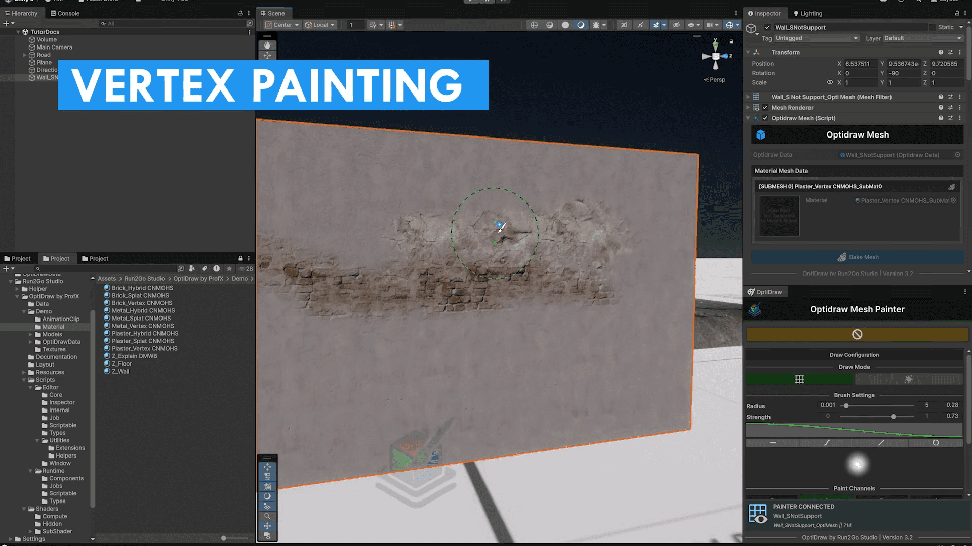 a computer screen displays a vertex painting interface within a 3d design software the central area shows a textured mesh with a rough unfinished surface in shades of gray surrounding panels feature various tools and settings promoting a creative virtual environment digital production A computer screen displays a vertex painting interface within a 3D design software. The central area shows a textured mesh with a rough, unfinished surface in shades of gray. Surrounding panels feature various tools and settings, promoting a creative virtual environment.
