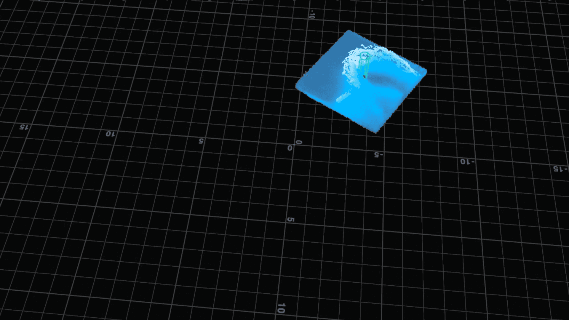 a translucent blue square floats above a dark gridpatterned surface the square exhibits a wavelike texture on its surface reflecting light and casting subtle shadows the grid beneath adds a sense of depth while the overall composition evokes a serene oceanic atmosphere digital production A translucent blue square floats above a dark, grid-patterned surface. The square exhibits a wave-like texture on its surface, reflecting light and casting subtle shadows. The grid beneath adds a sense of depth, while the overall composition evokes a serene, oceanic atmosphere.