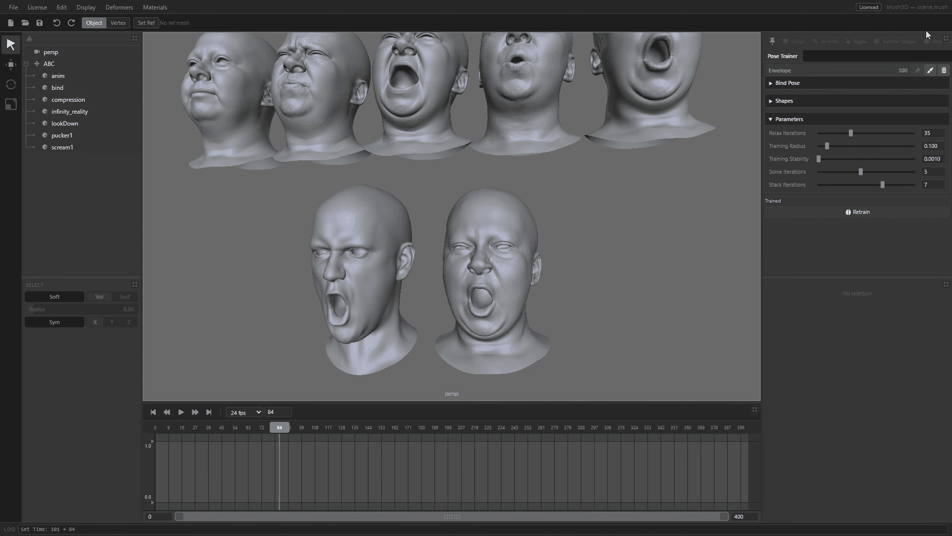 an intricate display of sculpted human faces in varying expressions rendered in a smooth gray material the top row showcases five distinct emotions while the bottom features two larger heads both in midyell the dark background enhances the threedimensional details highlighting the features and contours of the figures digital production An intricate display of sculpted human faces in varying expressions, rendered in a smooth gray material. The top row showcases five distinct emotions, while the bottom features two larger heads, both in mid-yell. The dark background enhances the three-dimensional details, highlighting the features and contours of the figures.